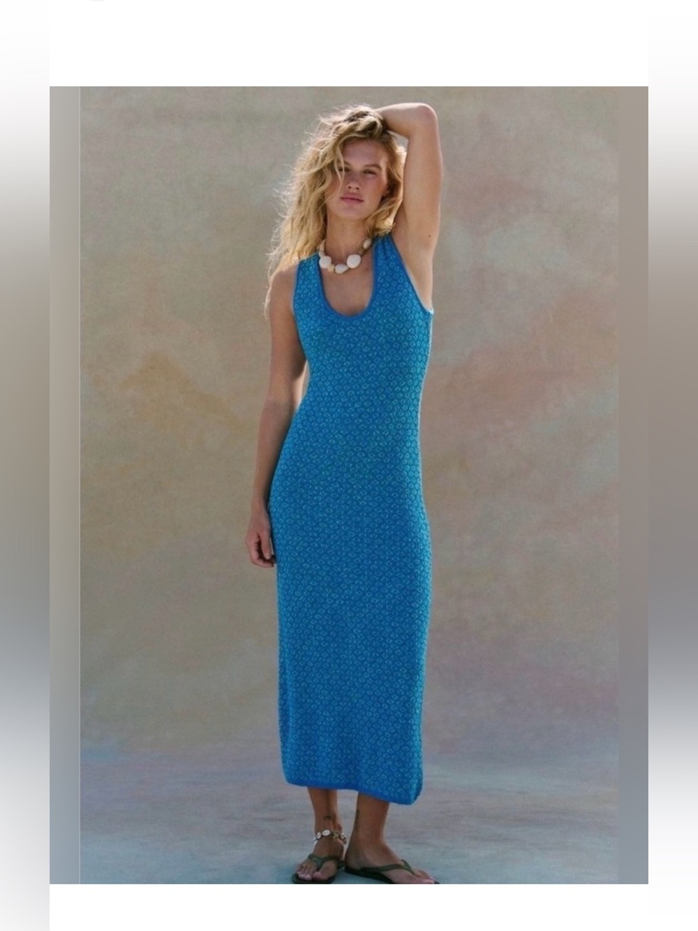 Free People Teal Blue Scoop Neck Maxi Dress